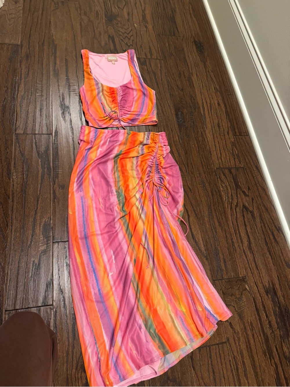Show Me Your MuMu Pink Multi-Stripe Drawstring Two-Piece Set